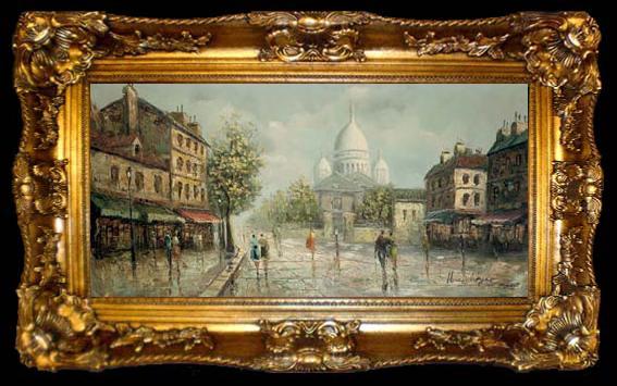 framed  unknow artist Henri Royer Montmartre sous la pluie, ta009-2